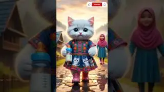 Fluffy Baby Kitten in Traditional Dress Walks Village Path🐾#Shorts #cutecat #foryou #youtubeshorts