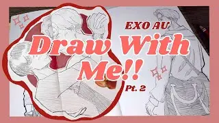 Fill a Sketchbook Page With Me! ✨|| EXO Alternative Universe Drawing 🩰 Kyungsoo & KAI 🐻🐧