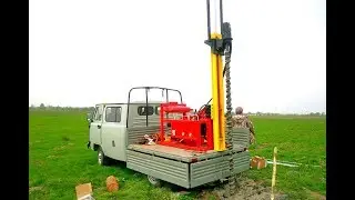 Испытание буровой установки Storm, пробы грунта. Auger drilling Storm, testing drilling rig in work