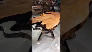 🌀 Natural Sided 1 piece walnut table with Clear epoxy 🌀 #woodworking #homedecor #resinart