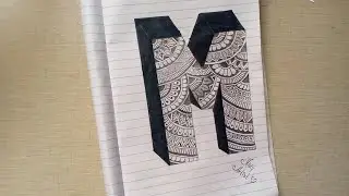 &bull;AAG | Letter M Mandala Art 3D art | Alphabet mandala drawing #pencildrawing #mandalaart