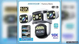 ANSVICAM 20MP 10K WiFi Security Camera 10X Zoom 3Lenses 720 PTZ AutoTracking Waterproof for Outdoor