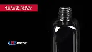 32 oz. Clear PET French Square Bottle-PANO Neck | U.S. Plastic Corporation&reg;