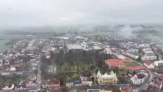 City park and civic structures viewed from above assessing accessibility and transportation pathways