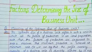 Factors Determining the Size of Business Unit