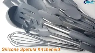 Gray Silicone Spatula Kitchenaid Easy Clean 12 Piece Support Dishwasherd