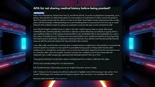 AITA for not sharing medical history before being pranked