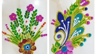 दररोज साठी सुंदर नाजूक दोन रांगोळी डिझाईन काढायला सोपी आणि कमी वेळात काढून होतील #viral #video#