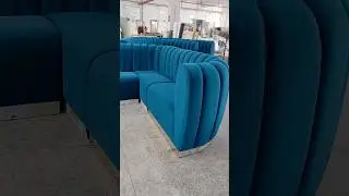 Deep Blue L-Shaped Booth Sofa with a Hugging High Back &mdash; Perfect for a Stylish Dining Vibe! #booth