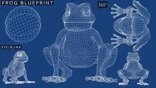 Frog Blueprint By @DanSamaDS  | @SculptedByDan #3d #3dart #blender #3ddrawing