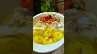 Baked Cod with Potatoes and Cherry Tomatoes #cod