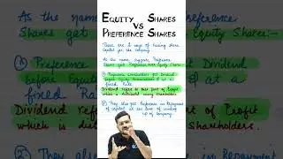 DIFFERENCE BETWEEN EQUITY SHARES & PREFERENCE SHARES I Click👆🏻for Ch: ISSUE OF SHARES, 12th ACCOUNTS