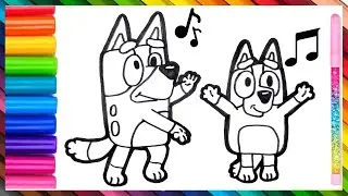 Draw and Color Bluey and Bingo Funny Dance 🐶🤣🎵 |🌈 Drawings for Kids