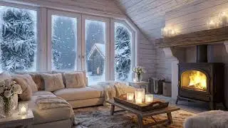 🎹 Cozy Rustic Piano | Candlelit Fireplace with Winter Flowers for 8 Hours | Sleep Relax Study Calm