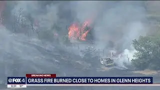 Grass fire burns close to homes in Glenn Heights