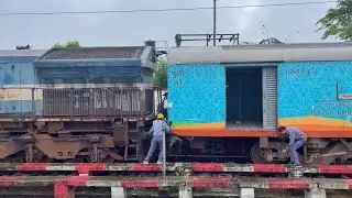 Loco decoupling at Dibrugarh Railway station with dibrugarh Rajdhani