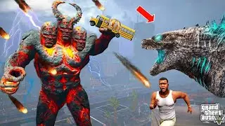 Godzilla Vs Lava God Fight In Gta 5 😱 | Gaint Lava Titan Attacked Los Santos | Gta 5 Tamil