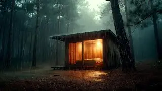 &ldquo;Heavy Rain Filling the Silent Forest Outside a Shelter UHD