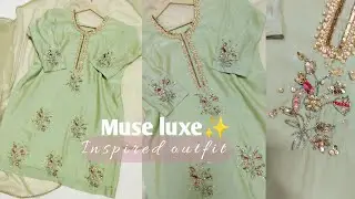 💚Muse luxe inspired embroidery pattern✨most demanding embroidery outfit 💫🪡 