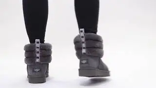 | Shuperb&trade; Ugg FLUFF MINI QUILTED Ladies Sheepskin Boots Charcoal