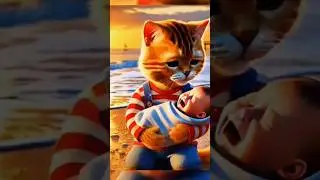 Cat And Baby 👶 #shorts #shortfeed #viralshort #ai #poorcats  #aicat #catstory