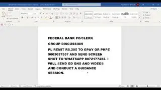 FEDERAL BANK GROUP DISCUSSION GUIDANCE