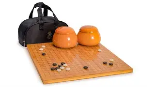 Bamboo 0.8-Inch Go Game Set Board with Double Convex Yunzi Stones and Jujube Wood Bowls