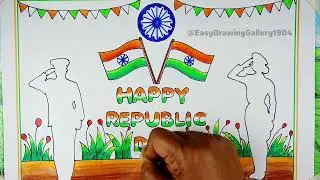 Happy Republic day Drawing easy| 26 January Drawing| Happy Republic Day Drawing| Easy Poster Drawing