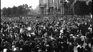 Celebrations in Berlin, Germany, for new German Republic and flag. Freikorps memb...HD Stock Footage