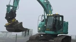 Re surfacing roadways with Kobelco sk270lc + engcon