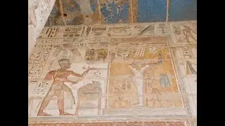 Medinet Habu.Second courtyard. Portico with Osiris pillars.Mortuary Temple of Ramesses III. Egypt.