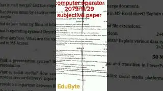 Computer operator old subjective paper 2079/11/29 | EduByte computer operator #operator