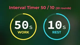 50/10 Interval Timer | 50s with 10s rest (20 Rounds) | Workout Timer No Music