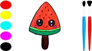 How To Draw A Cute Ice Cream | Ice Cream Drawing | Watermelon Ice Cream Drawing | Cute Ice Cream