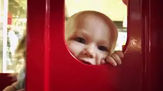 Kids adorable train ride through the mall