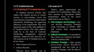 IT enabled services, Careers in IT, Recent trends in IT | 11th Science IT