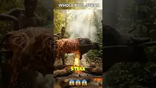 WHOLE BULL STEAK‼️😱|●Extremefood #mukbang #naturecooking
