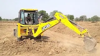JCB 3DX Machines Levelings Mud in Road - JCB Backhoe Loader Woraking For Road Constroction 2