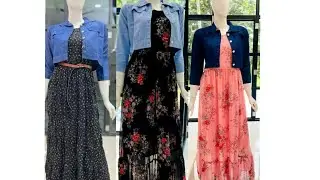#Denim# jeans jacket on maxi dress/fashion trendz long tops #trendy-hub
