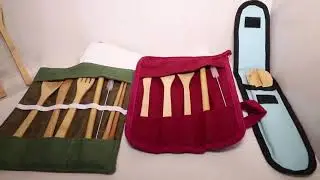 Eco Friendly Utensils Bamboo Cutlery Set With Pouch Travel Bamboo Cutlery Set