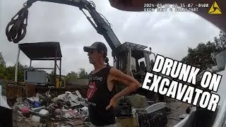 Man Arrested for DUI While Operating Excavator at Scrap Yard | Full Bodycam