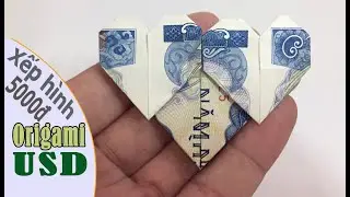 gấp trái tim đôi bằng tiền trong trái tim lớn | xếp tim đôi bằng tiền