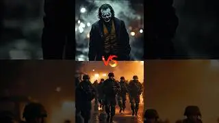 Zombie Joker leading a horde of deadly zombies vs Soldiers vs Superheroes