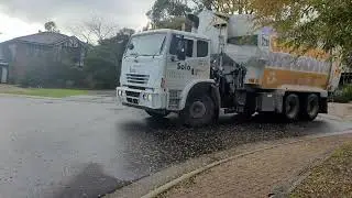 City of Onkaparinga Yellow Recycling Garbage Truck - 16th June 2022 -Adelaide - South Australia