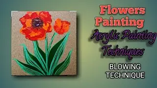 Bright and Beautiful Acrylic Flower Painting | Acrylic Painting For Beginners | Blowing Technique