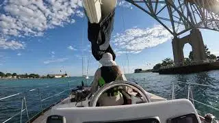 Motoring Upstream under the Blue Water Bridge in Good Time