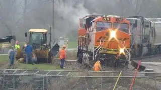 Aftermath of Loader Vs. Train Collision in Ottumwa, Iowa