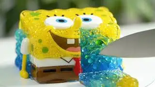 🎂 Cutting Cartoon Magic: Ultra Realistic Glass Birthday Cake ASMR (8K Macro Satisfying Slice)