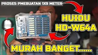 proses pembuatan led running text single color 1x9 meter controller huidu hd-w64a ledart lite