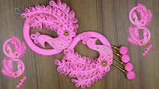 Peacock Design Woolen Wall Hanging For Home Decor - Woolen art and craft - DIY Woolen Craft Idea